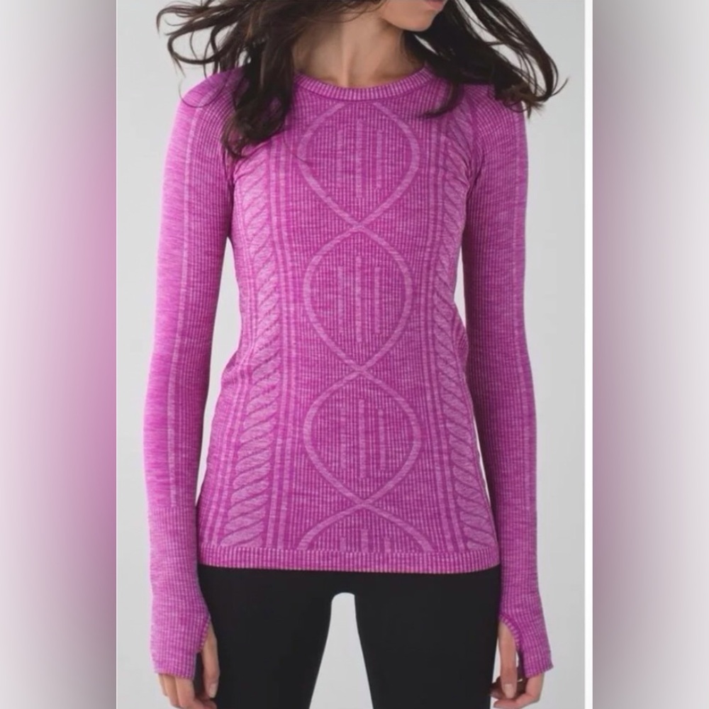 Lululemon Rest Less Ultra Violet knitted pullover thumbhole women’s size 4